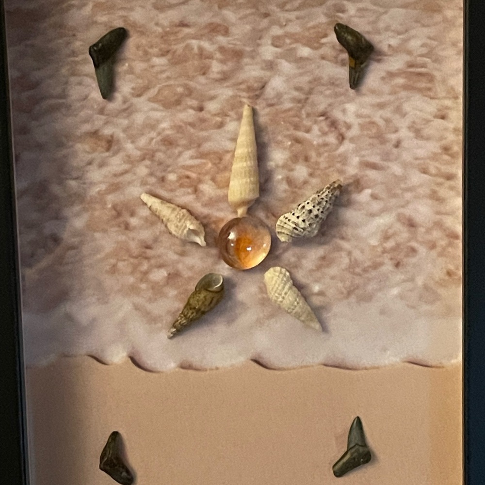 Hand Crafted Seashell and Stone Frame - Cream and Brown